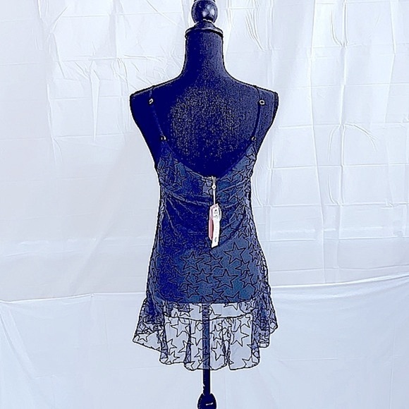 PilyQ Starlight Starry Mesh Sheer Blue Dress/Swim Cover-Up XS/S - Picture 6 of 8
